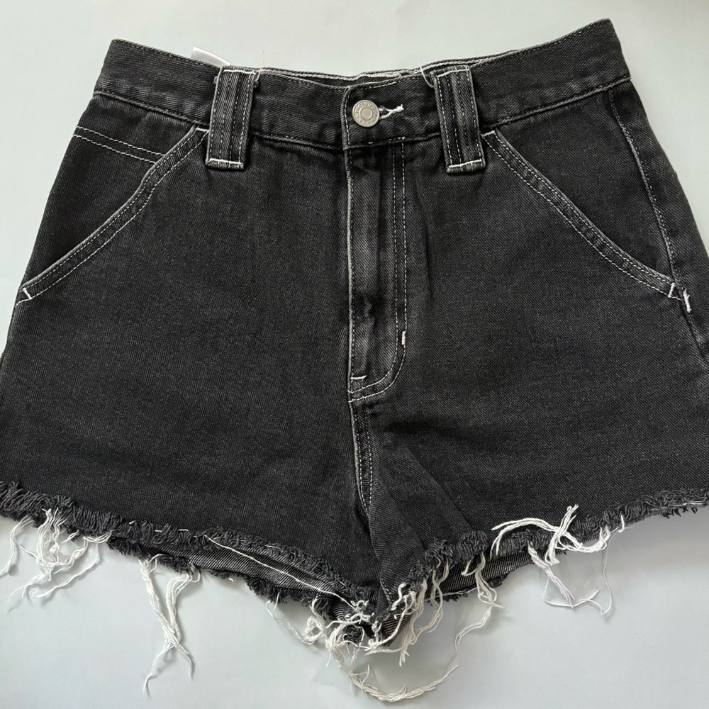 PacSun Charcoal Frayed Hem Jean Shorts